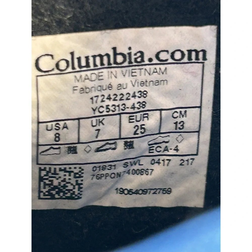 Columbia Powderbug Kids 8 Snow Boot Blue and Black Winter Outdoors‎